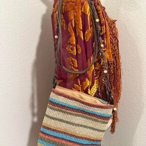 Vintage 2000s boho Sun N Sand crochet shoulder crossbody bag beaded straps